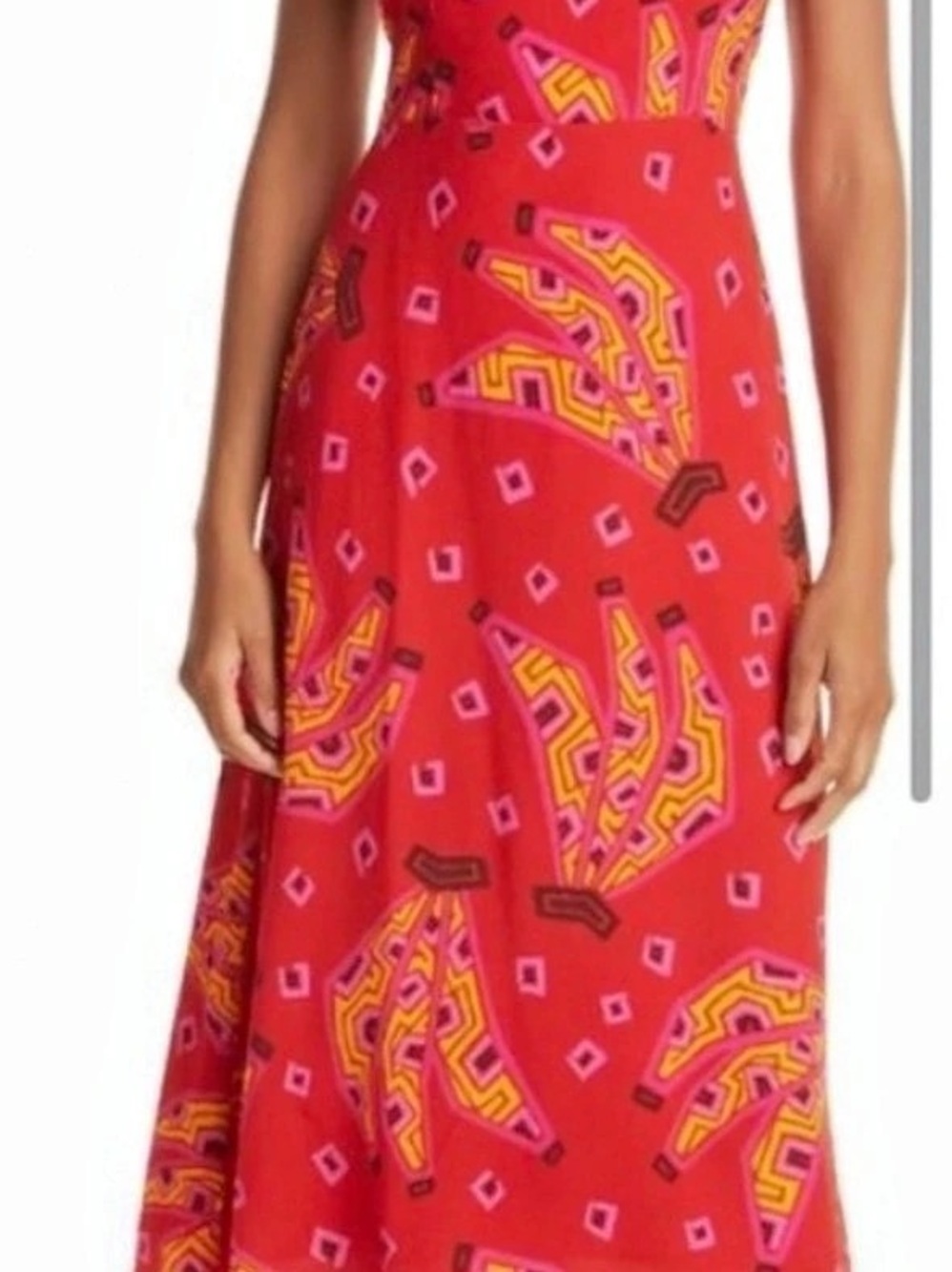 NWT Farm Rio Red Tiki Bananas Tie Back MIDI Dress